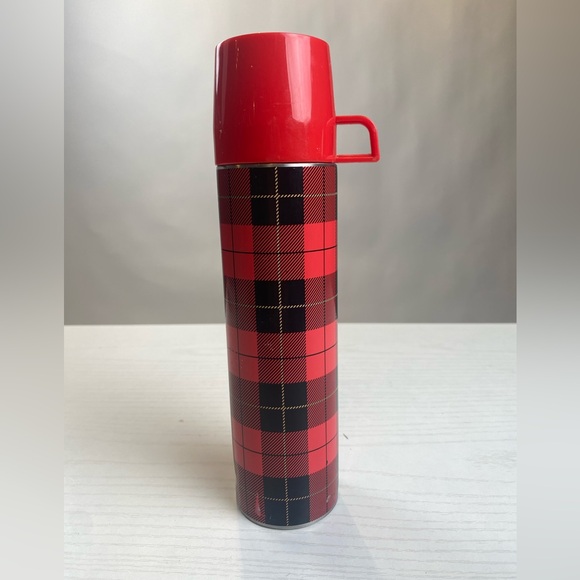 Fred Vintage Style Thermos Stainless Steel Flask Tartan Plaid - Picture 2 of 9